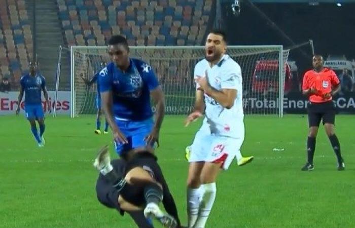 إصابة حمزة المثلوثى فى مباراة الزمالك وبلاك بولز بالكونفدرالية