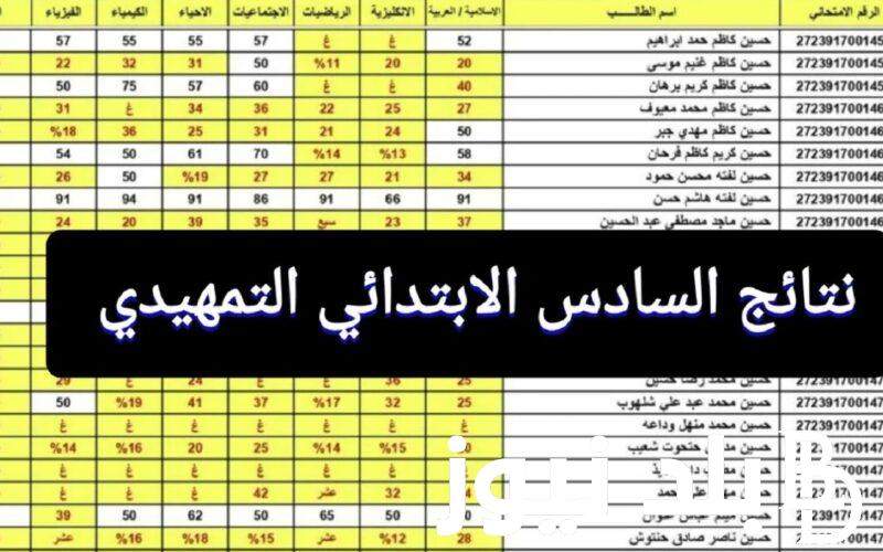 خطوات الاستعلام عن نتائج الصف السادس الابتدائي 2024 العراق برقم المقعد والاسم