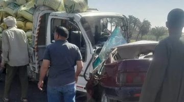 العربية بقت خردة.. مصرع شخصين إثر تصادم سيارتين بسوهاج