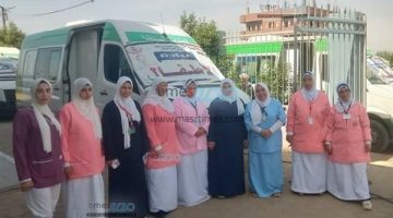 فحص وتوفير العلاج المجاني لـ1100 مريض في قافلة للصحة ببني سويف