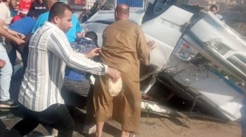 إصابة خمس أشخاص أثر حادث إنقلاب سيارة بالمنوفية