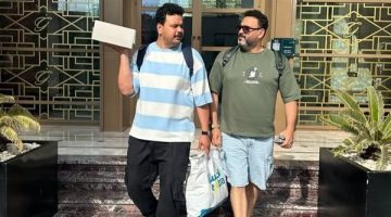 برفقة مصطفى غريب.. أكرم حسني يروج لـ مسرحية “ألف تيتة وتيتة” قبل عرضها